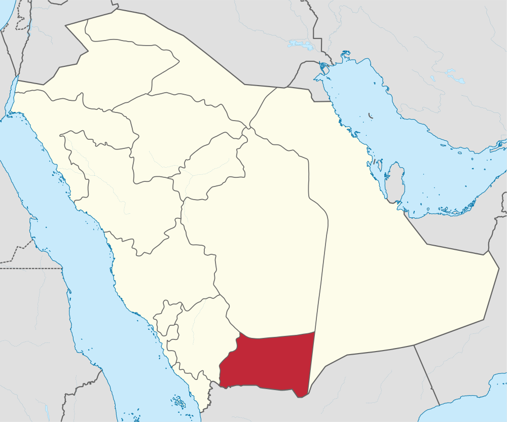 Map of Najran in the Arabian peninsula; image accessed from Wikimedia Commons.